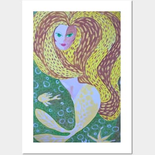 Mermaid underwater Posters and Art